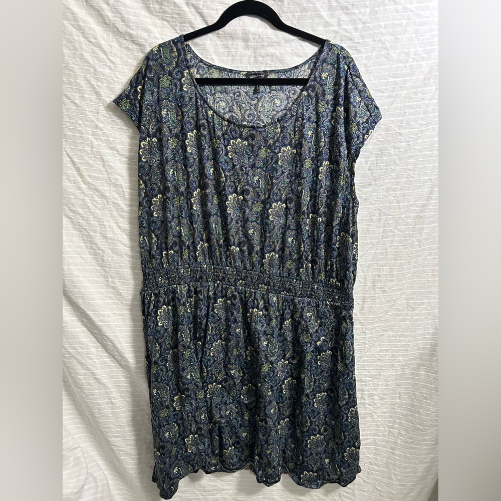 💝 Daisy Fuentes Women’s Blue Floral Paisley Print Top Blouse ~ Size 2X